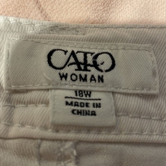 Q womens Cato casual solid white plus size denim capris 18W - Picture 3 of 3